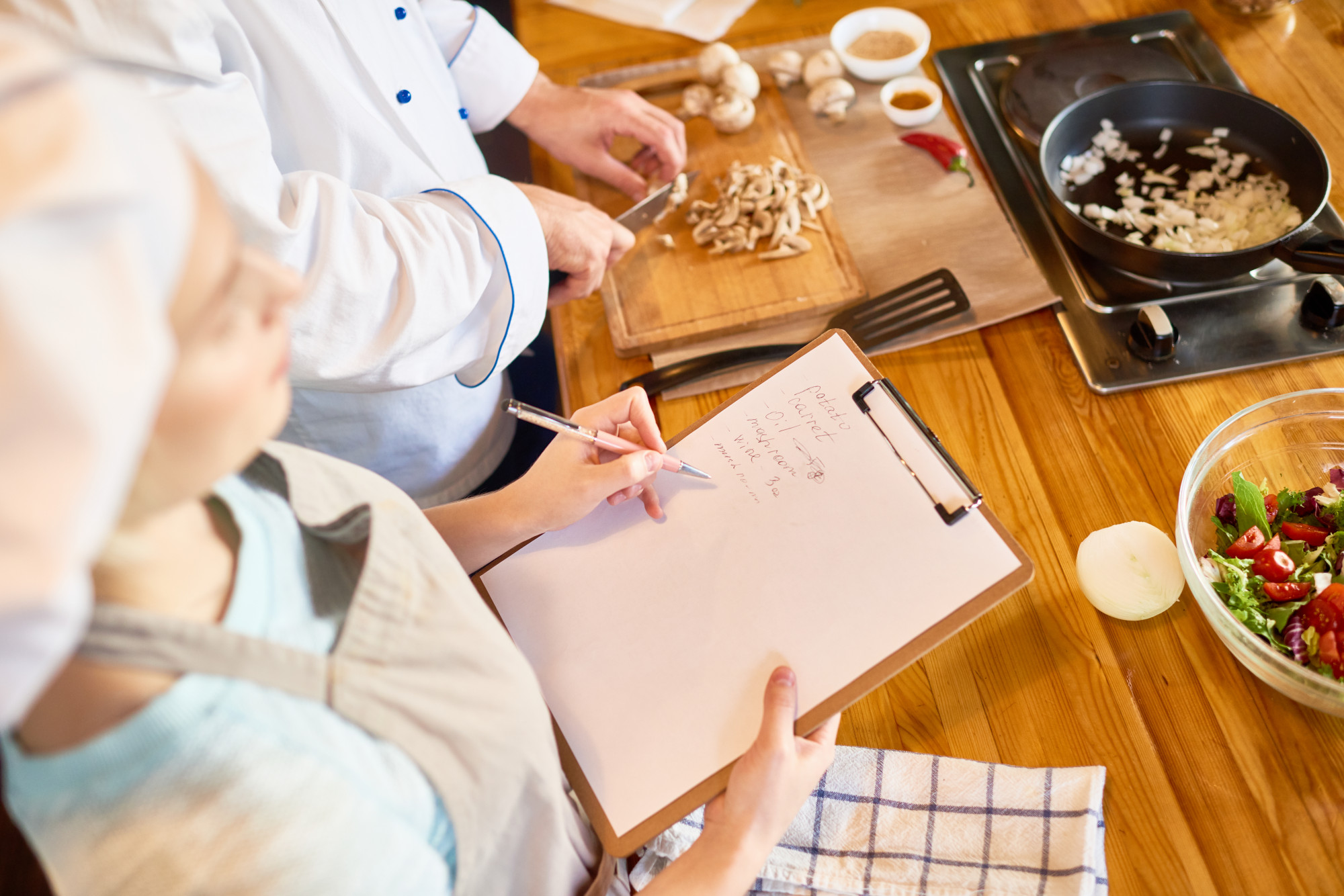 Kitchen team workshop with tasting notes
